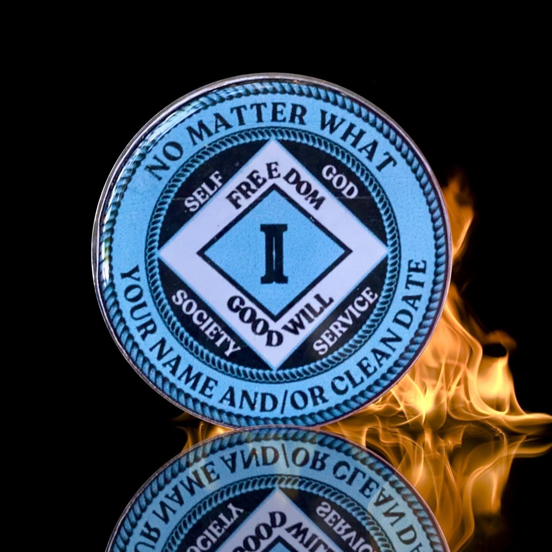 NA Keytag Token with Clean Service Logo Recovery Medallion Clean and Sober Shop