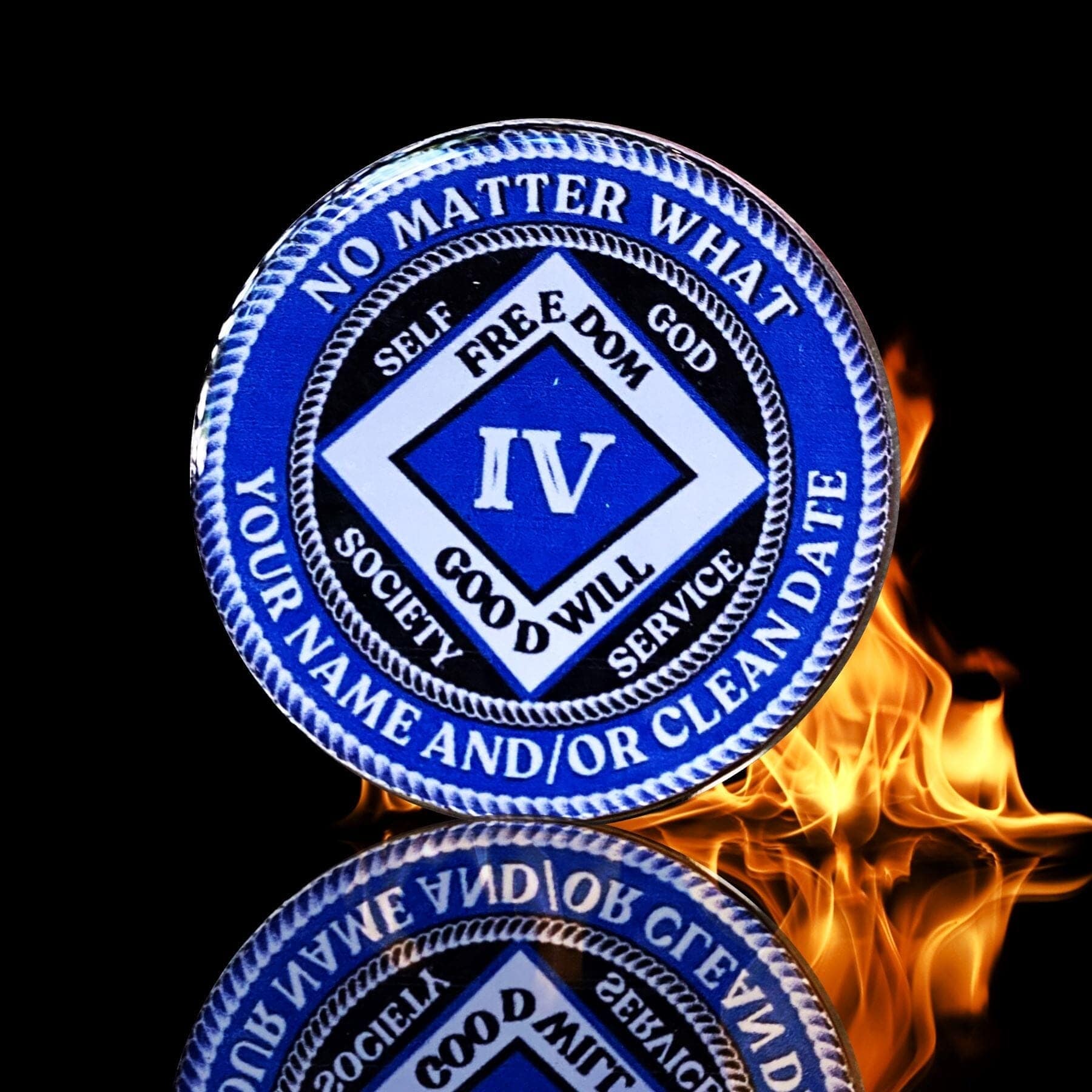NA Keytag Token with Clean Service Logo Recovery Medallion Clean and Sober Shop