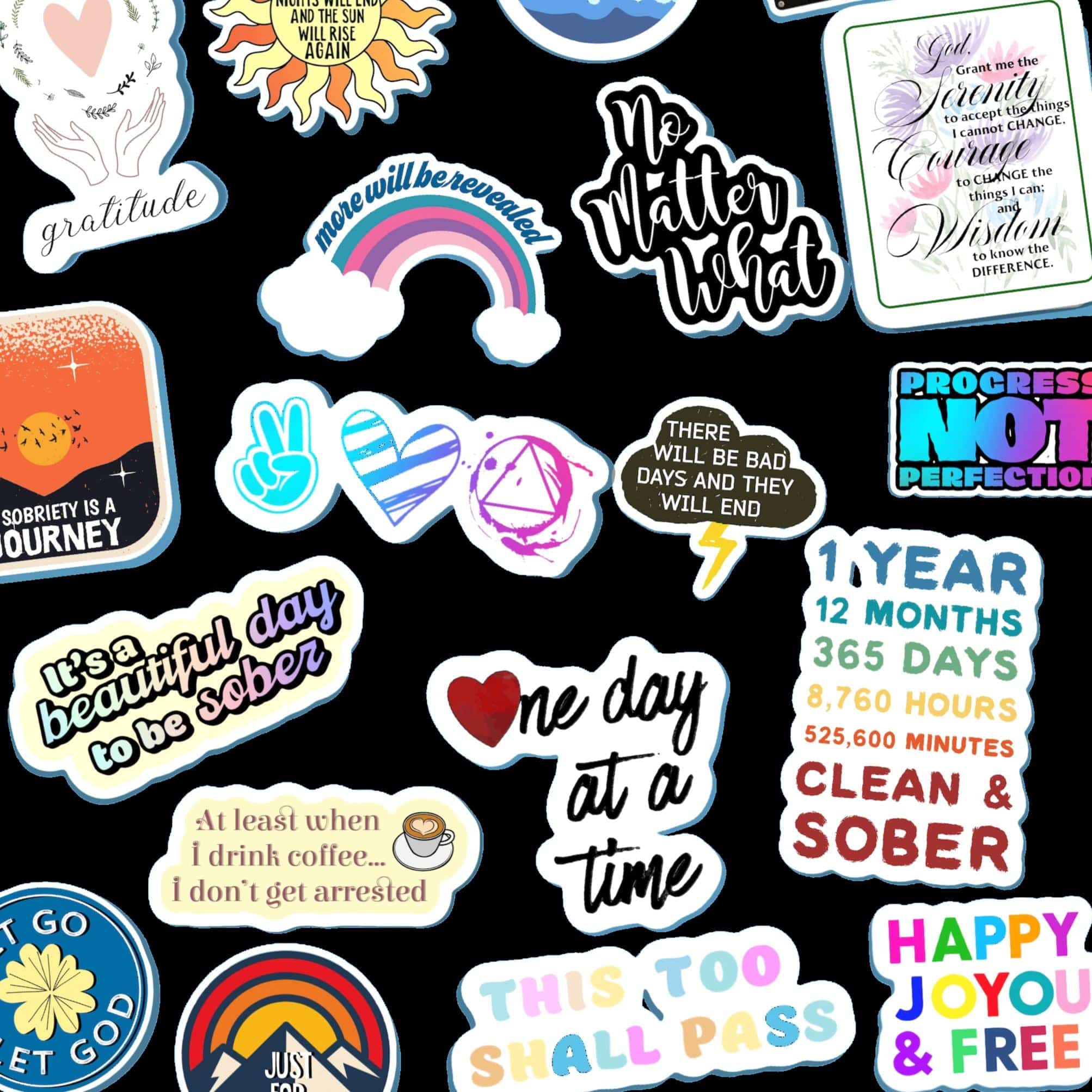 One Day at a Time Stickers for Sale by Clean and Sober Shop Sobriety Stickers Clean and Sober Shop